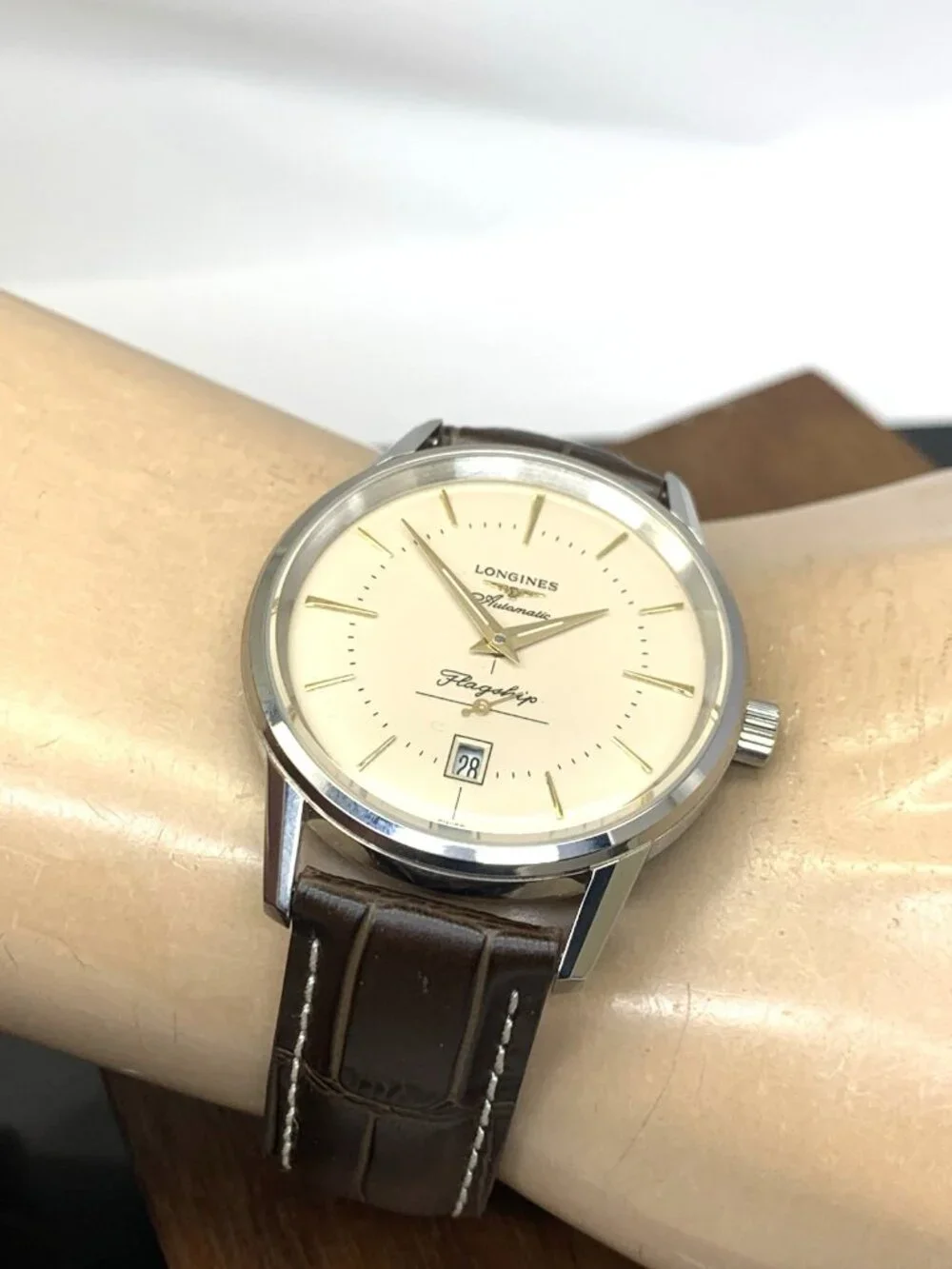 Longines Men's Watch L47954782 Flagship Heritage Swiss Automatic Leather 39mm